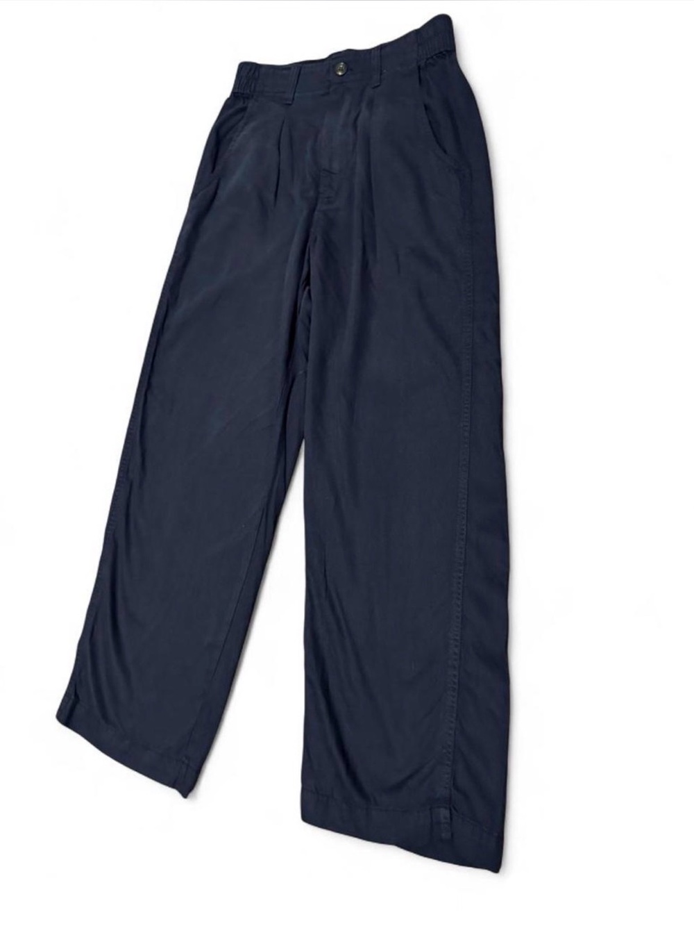 Madewell Navy Wide Leg Pull On Pants Size 6 EcoVero TENCEL Lyocell High Rise